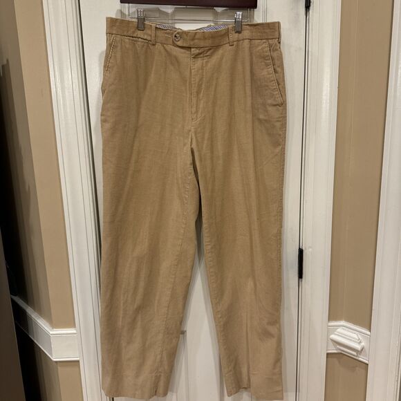 Peter Millar Pants Men 38x32 Beige Corduroy Zip Front Straight Golf - Picture 1 of 7